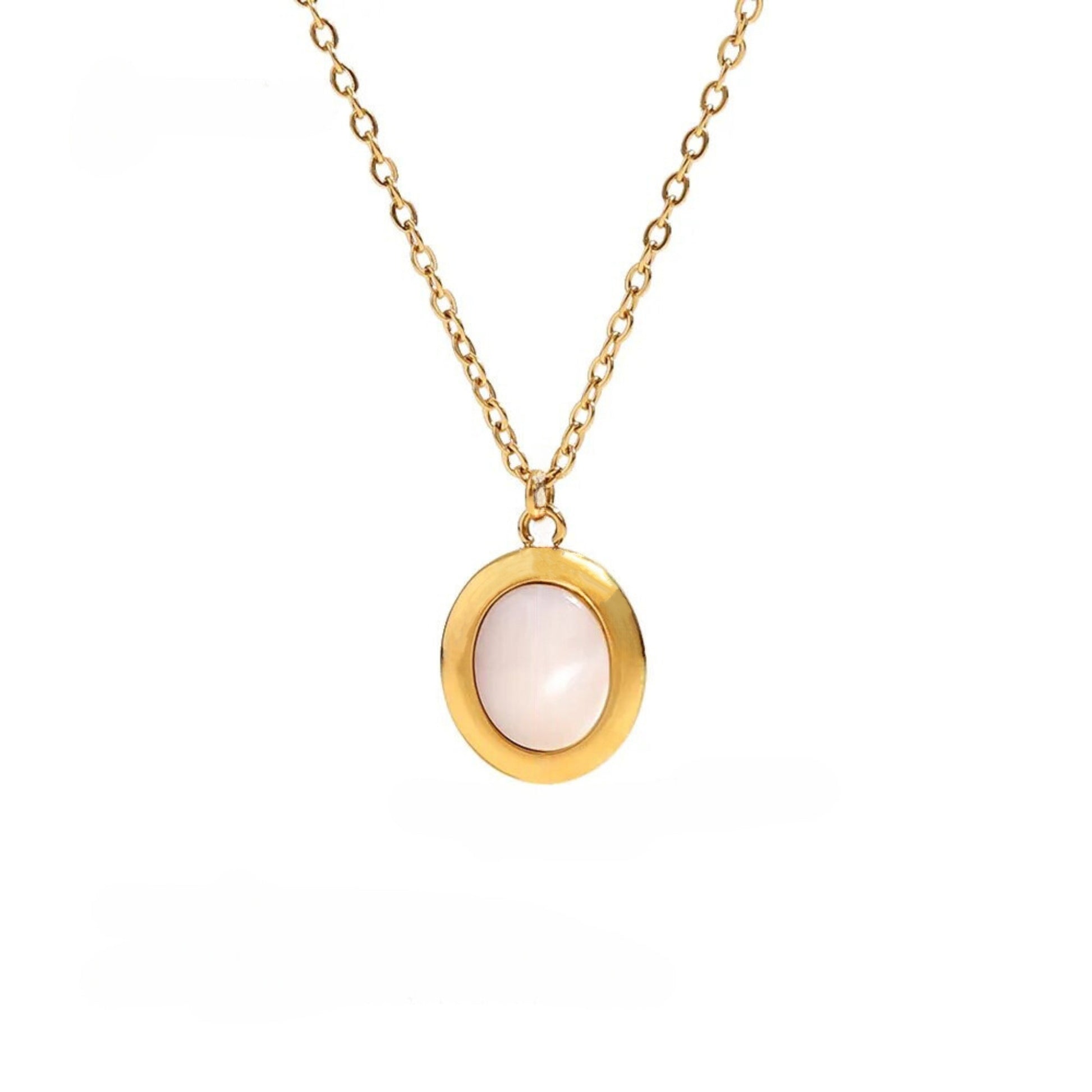 Gold Plated Stainless Steel Hypoallergenic Waterproof Tarnish Free Solo Blanc Necklaces The Aura