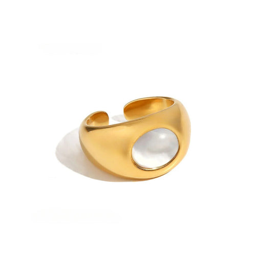 Gold Plated Stainless Steel Hypoallergenic Waterproof Tarnish Free Solo Blanc Rings The Aura