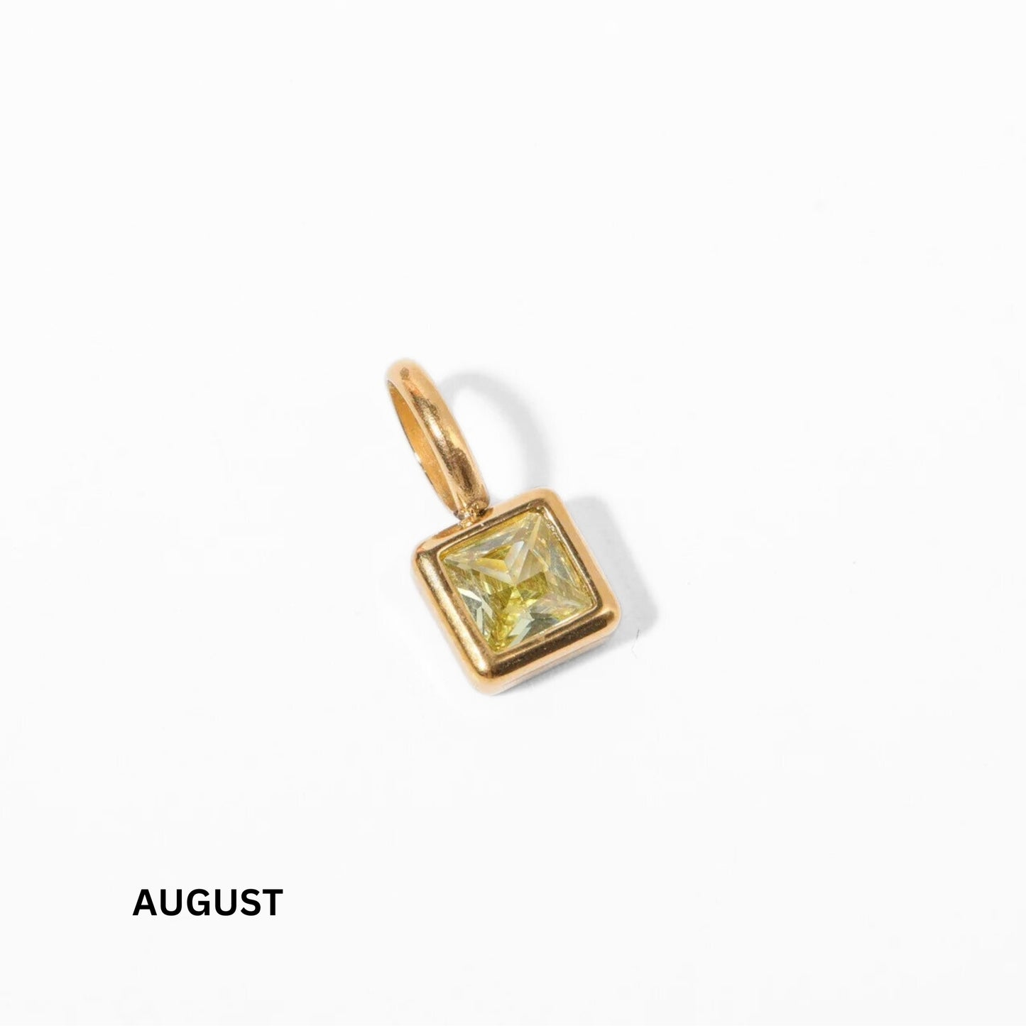 18K Gold Plated Stainless Steel Hypoallergenic Waterproof Tarnish Free Waterproof Sweatproof No-Fade Solo Square Birthstone Necklace The Aura