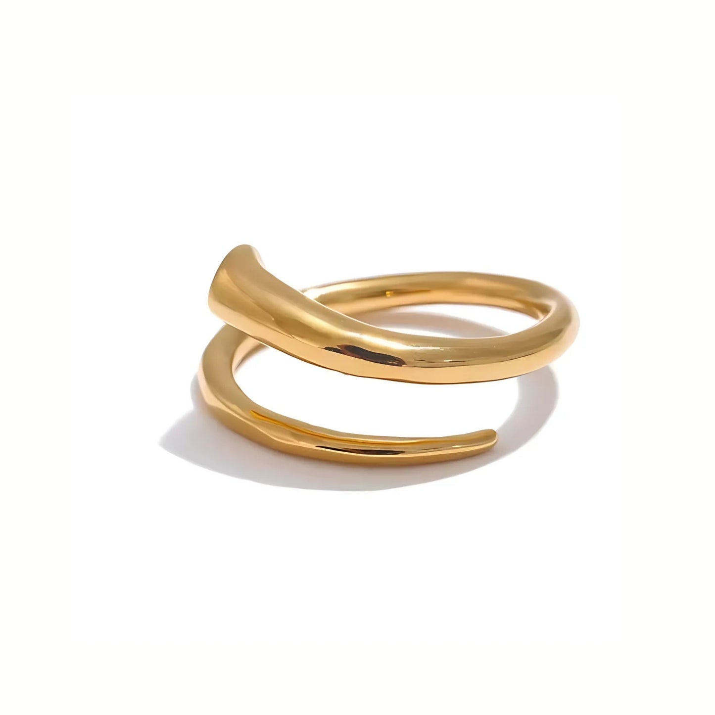 18K Gold Plated Stainless Steel Hypoallergenic Waterproof Tarnish Free Waterproof Sweatproof No-Fade Swirl Ring The Aura