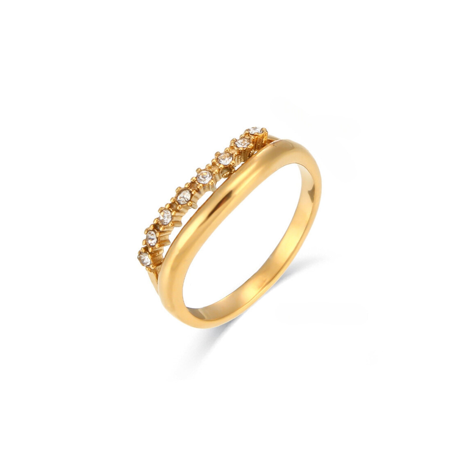 18K Gold Plated Stainless Steel Hypoallergenic Waterproof Tarnish Free Waterproof Sweatproof No-Fade Tiara Ring The Aura