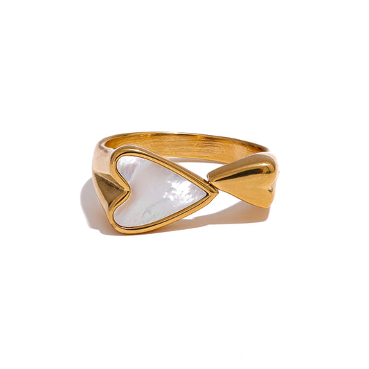 18K Gold Plated Stainless Steel Hypoallergenic Waterproof Tarnish Free Unity Hearts Adjustable Rings The Aura