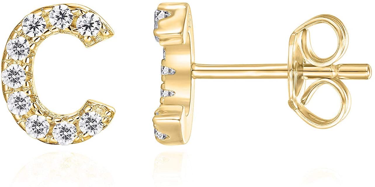 Mini Alphabet Diamantés Stud Earrings - The Aura