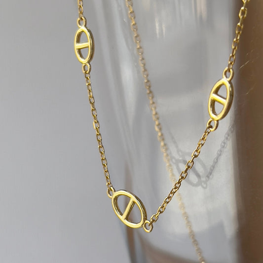 18K Gold Plated Sterling Silver Anchor Chain Necklaces The Aura