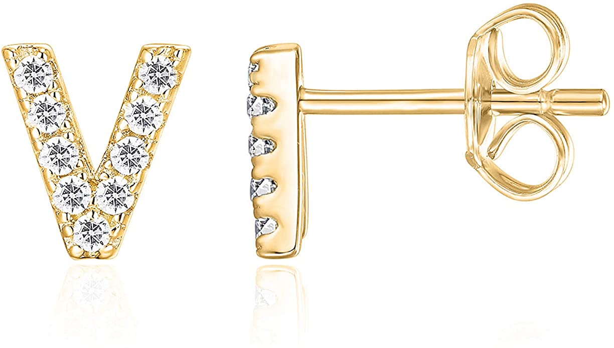 Mini Alphabet Diamantés Stud Earrings - The Aura