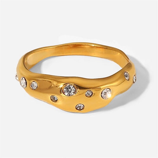 18K Gold Plated Stainless Steel Hypoallergenic Waterproof Tarnish Free Galaxy Rings The Aura
