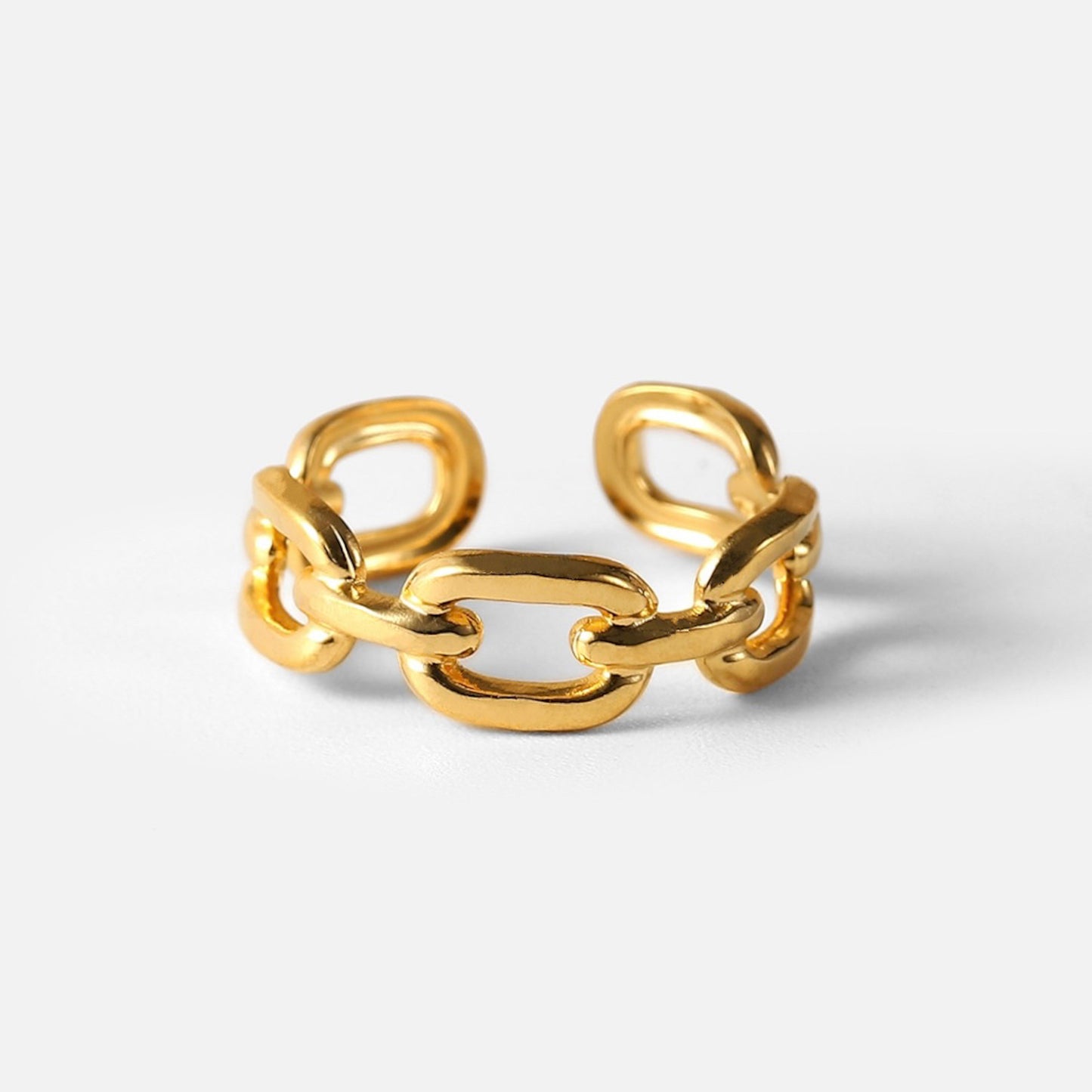 18k Gold Plated Stainless Steel Chain Link Adjustable Rings The Aura