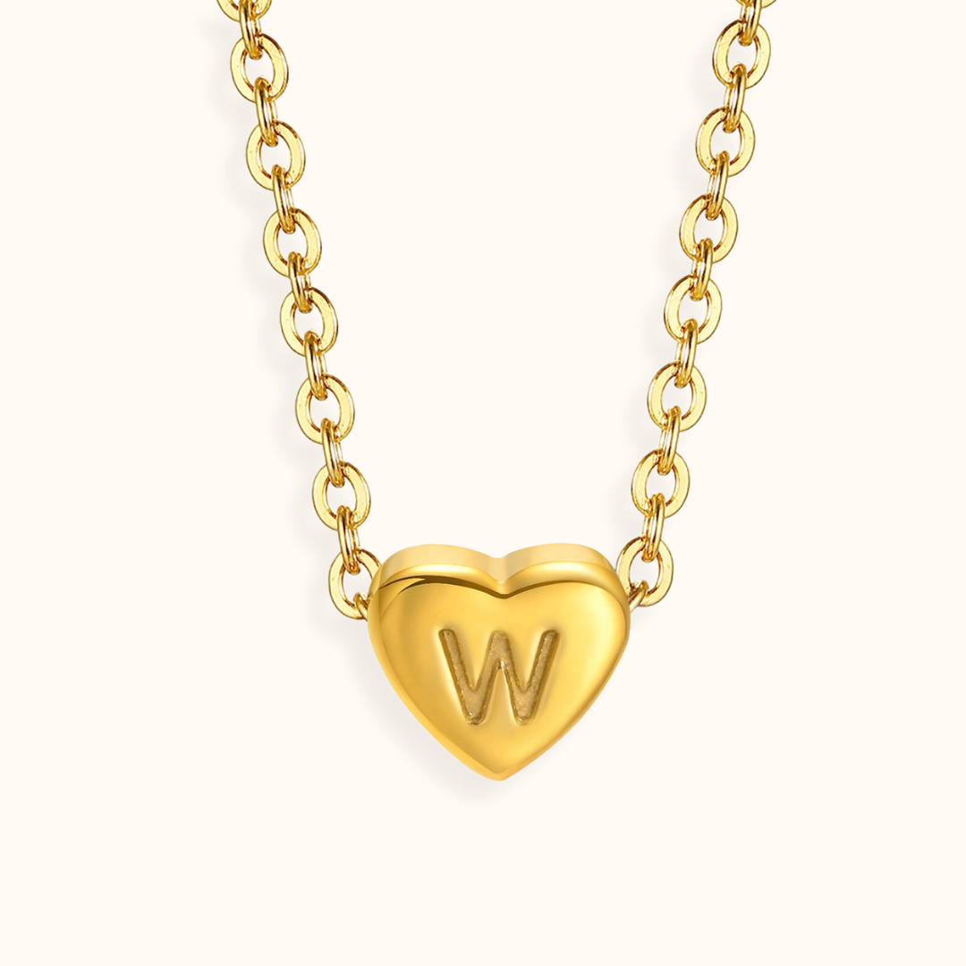 18k Gold Plated Stainless Steel Mini Heart Alphabet Necklaces The Aura