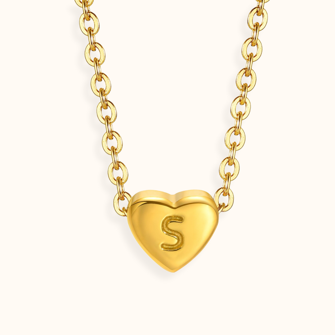 18k Gold Plated Stainless Steel Mini Heart Alphabet Necklaces The Aura