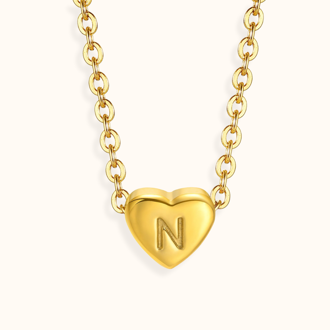 18k Gold Plated Stainless Steel Mini Heart Alphabet Necklaces The Aura