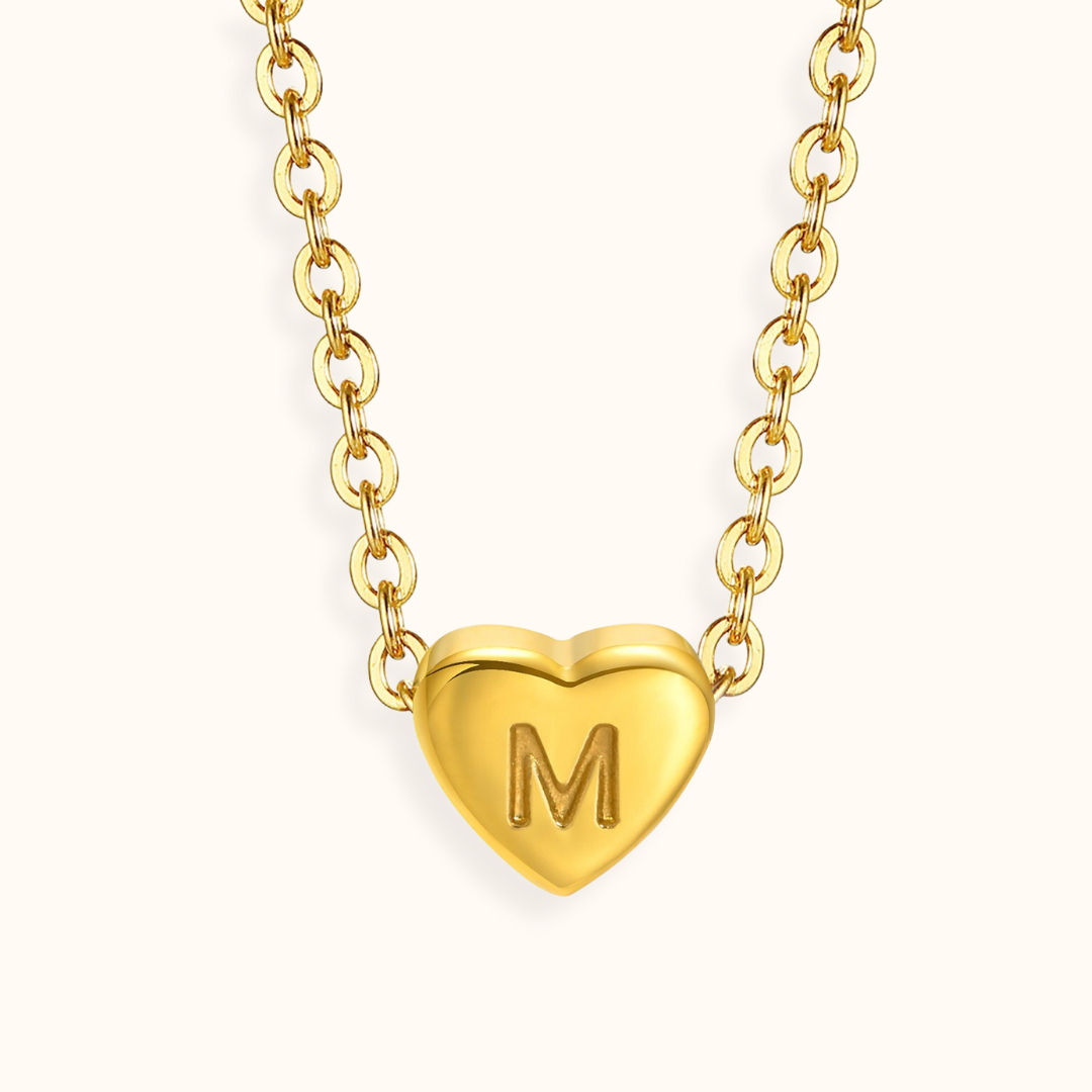 18k Gold Plated Stainless Steel Mini Heart Alphabet Necklaces The Aura