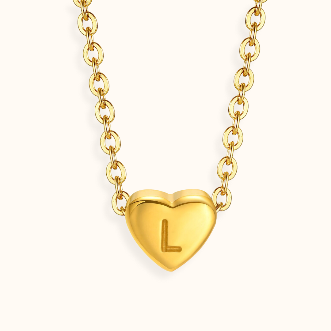 18k Gold Plated Stainless Steel Mini Heart Alphabet Necklaces The Aura