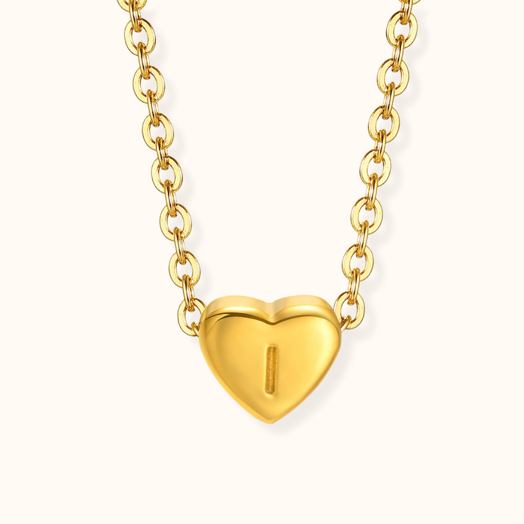 18k Gold Plated Stainless Steel Mini Heart Alphabet Necklaces The Aura