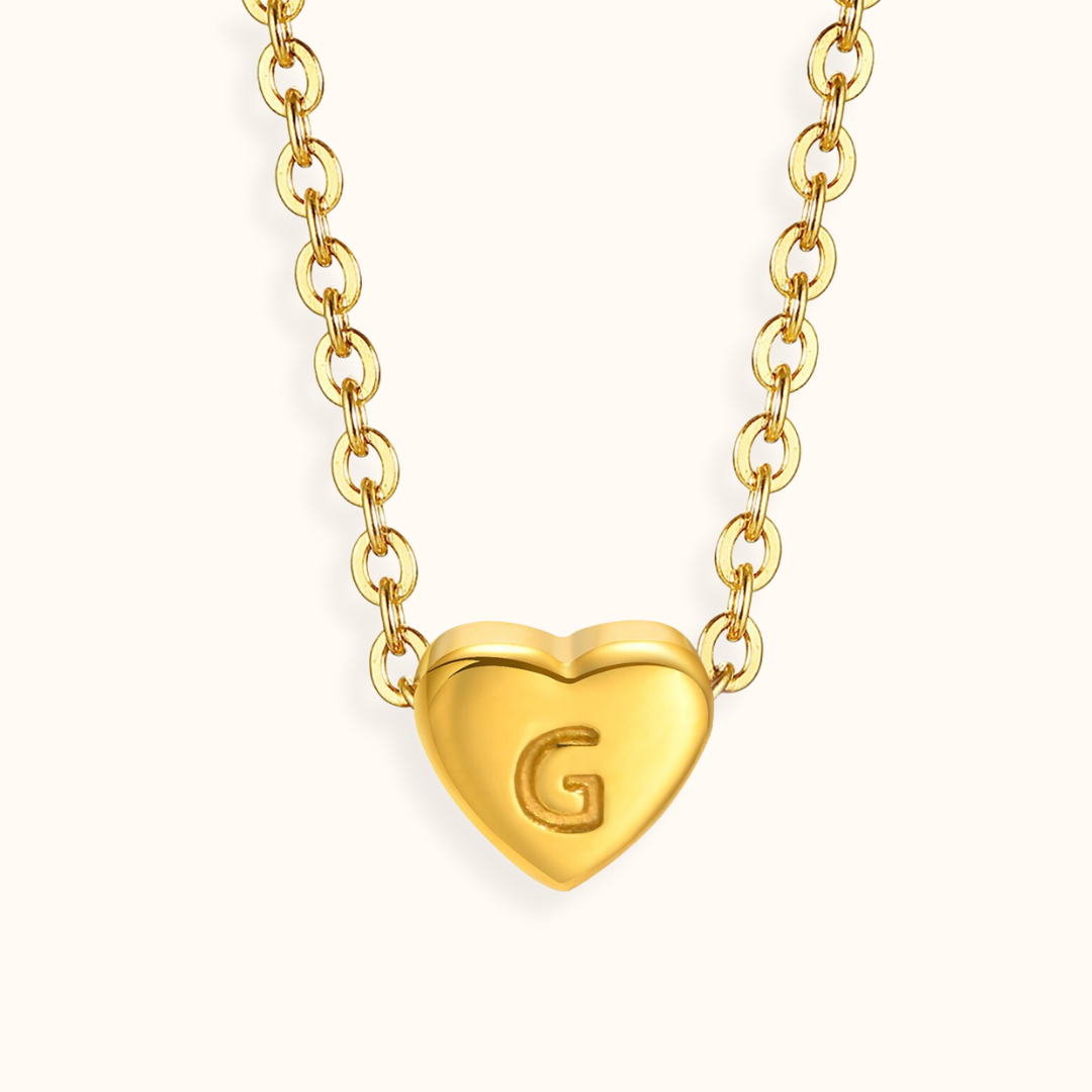 18k Gold Plated Stainless Steel Mini Heart Alphabet Necklaces The Aura