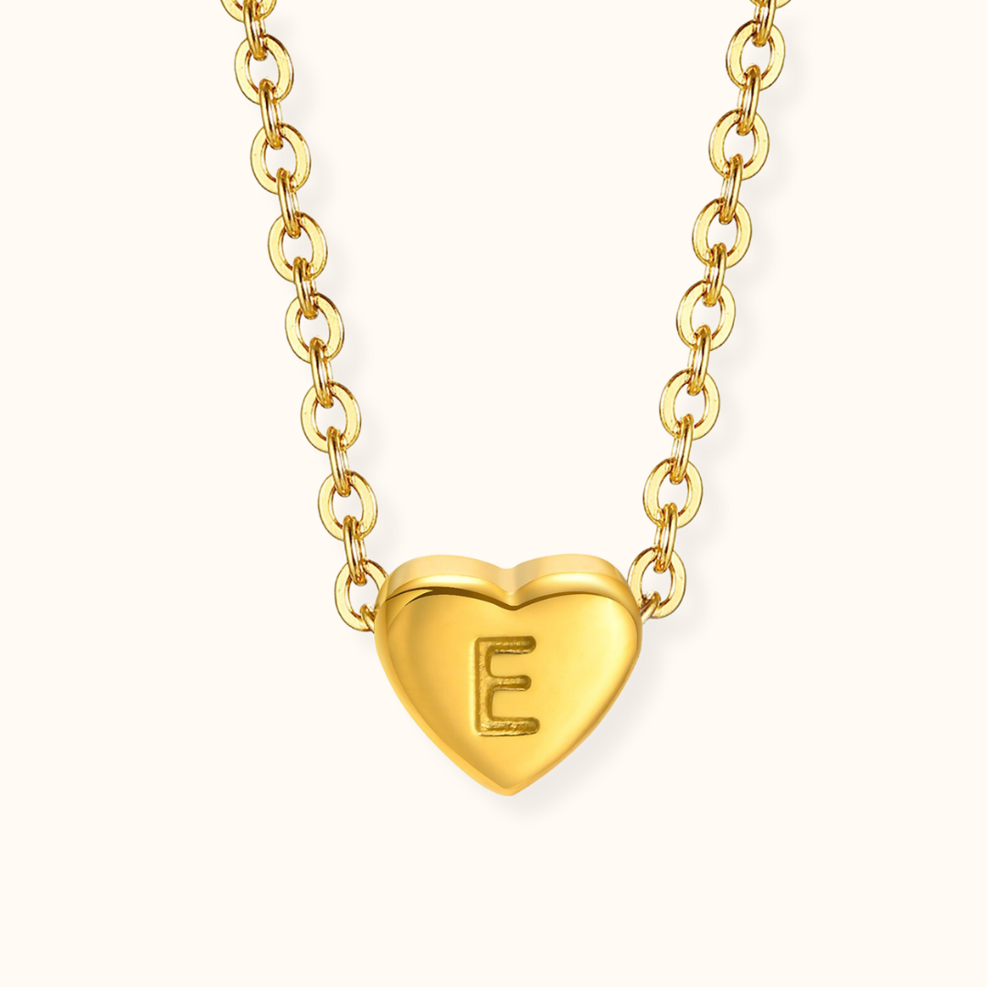 18k Gold Plated Stainless Steel Mini Heart Alphabet Necklaces The Aura