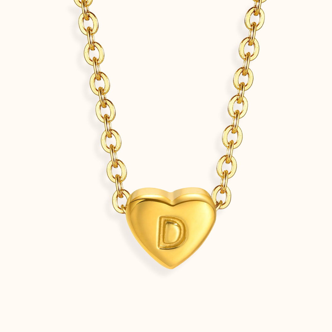 18k Gold Plated Stainless Steel Mini Heart Alphabet Necklaces The Aura