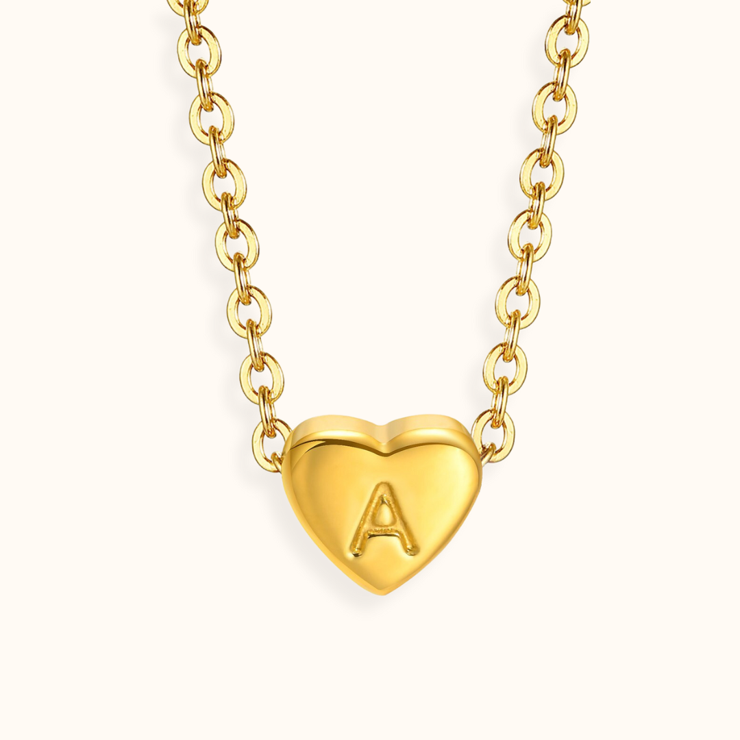 18k Gold Plated Stainless Steel Mini Heart Alphabet Necklaces The Aura