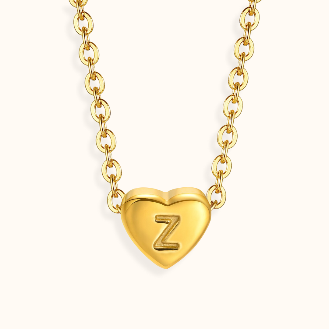 18k Gold Plated Stainless Steel Mini Heart Alphabet Necklaces The Aura