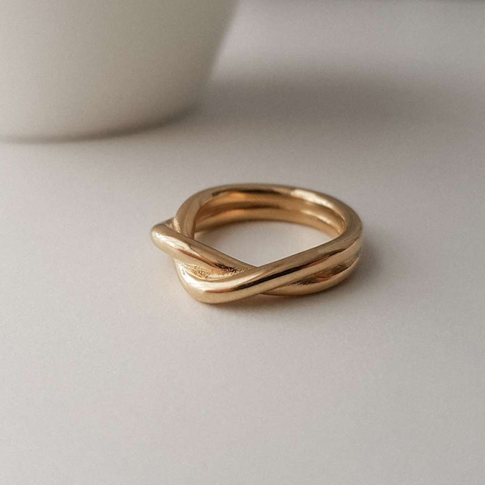 18k Gold Plated Stainless Steel Ribbon Rings The Aura