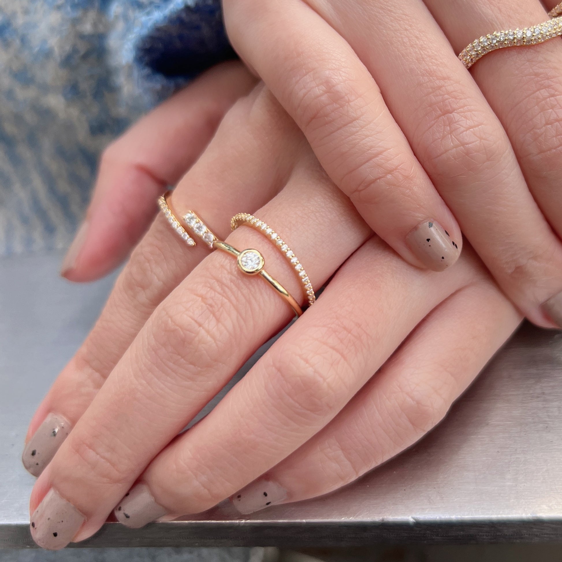 18K Gold Plated Sterling Silver Hypoallergenic Waterproof Mini Solo Round Rings The Aura