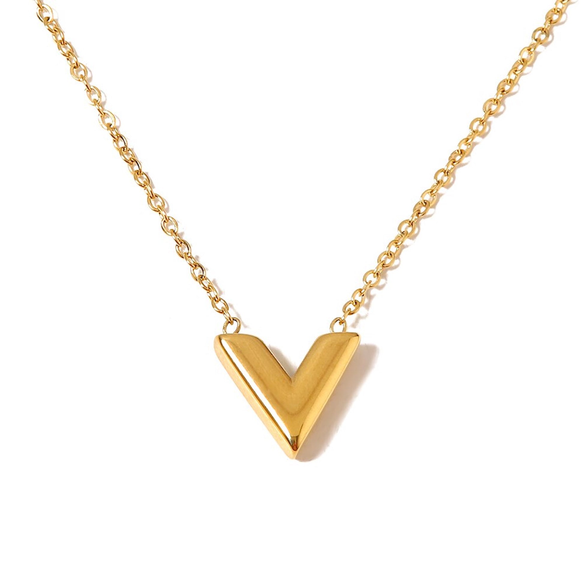 Louis Vuitton Essential V Necklace Gold Tone