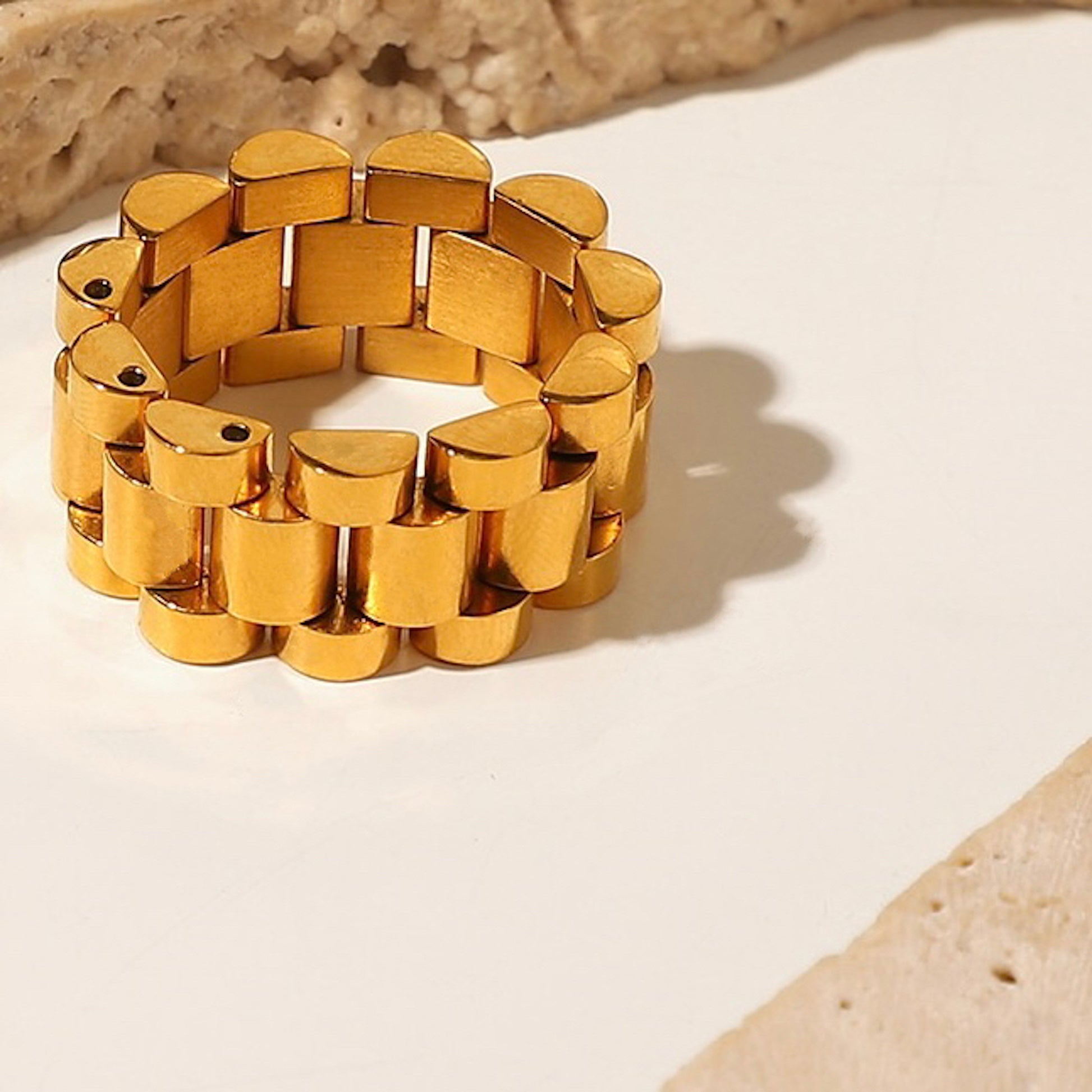 18k Gold Plated Stainless Steel Watchband Rings The Aura