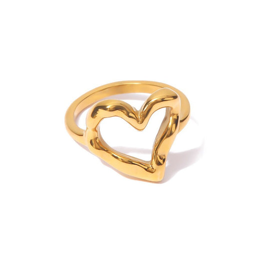 18K Gold Plated Stainless Steel Hypoallergenic Waterproof Tarnish Free You've Melted My Heart Rings The Aura